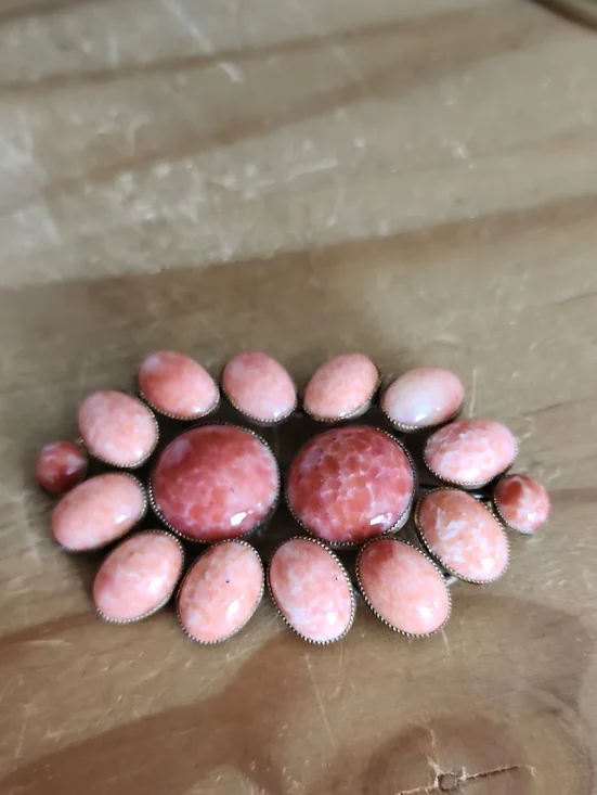 Pink Stone Cluster Brooch - Picture 3 of 10